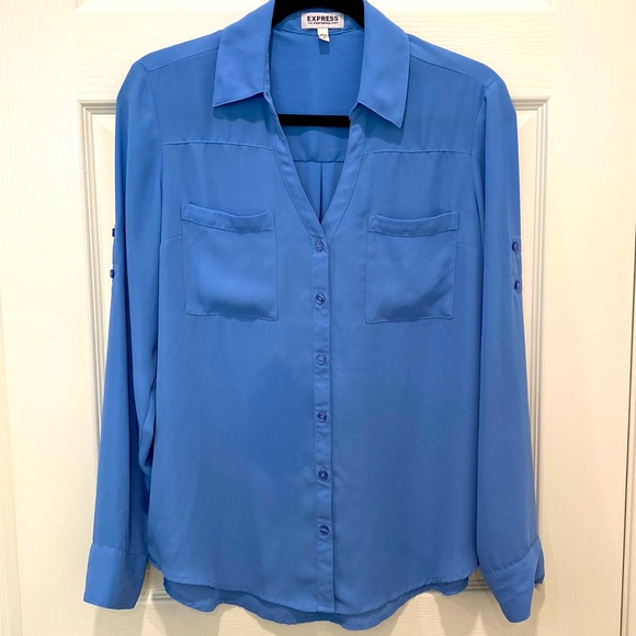Express Tops - Express Dusty Blue Womens Dress Shirt